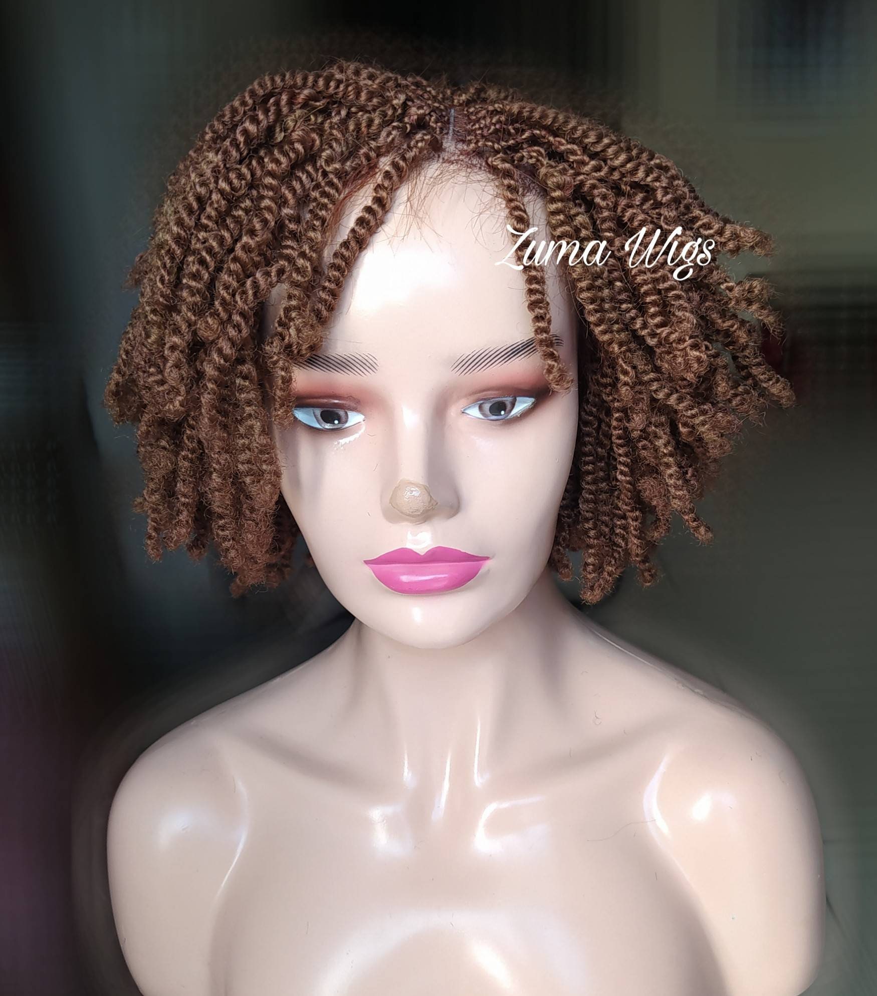 Kinky Twists Wig Short Lace Front Braided Wig Custom Made Etsy