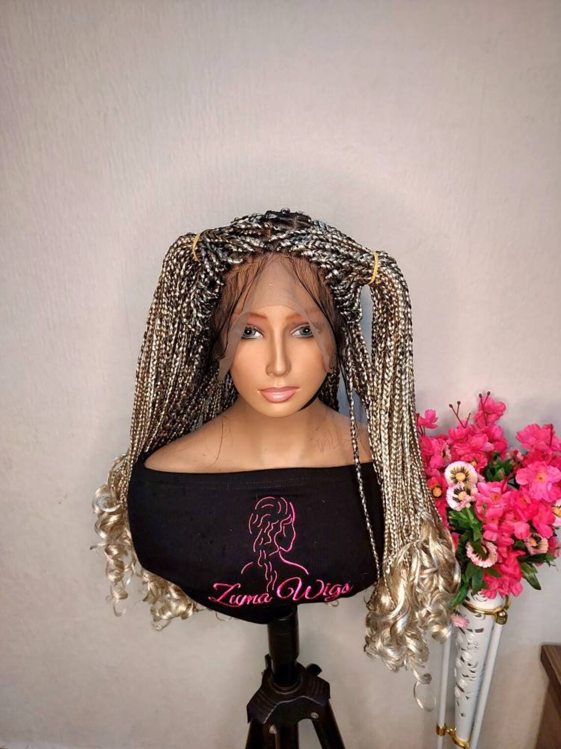 Full Lace Box Braid Wig for Black Women Mixed Blonde Braid Etsy