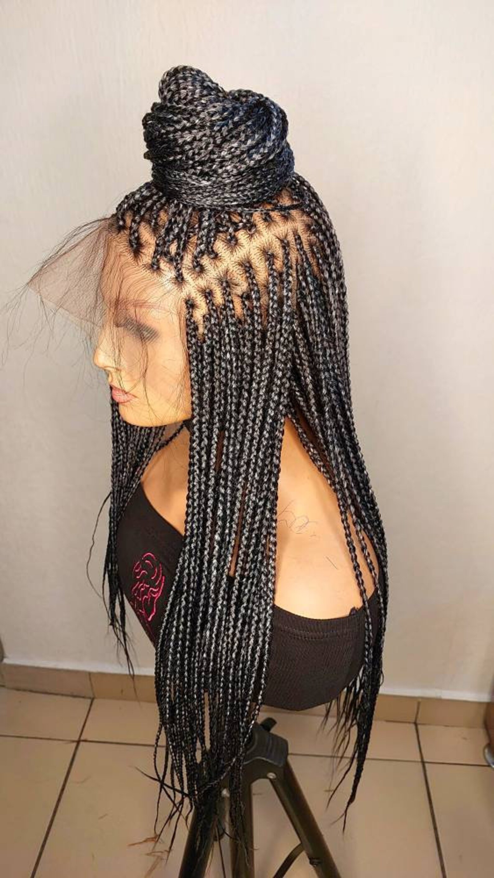 FULL LACE BRAID Wig Salt and Pepper Braid Wig Etsy