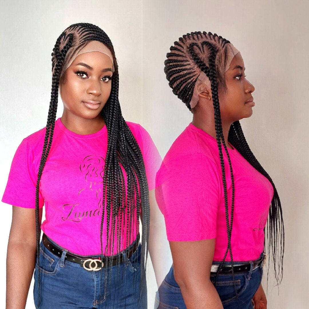 Cornrow Full Lace Braid Wig, Heart Shape Braided Lace Wigs, Heart Shape