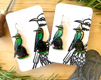 Rainbow Bee-Eater Easter Egg Linocut Earrings | Easter Jewellery | Australian Birds