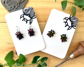 Beetle Earrings | Christmas Beetle | Stud and Dangle Earrings