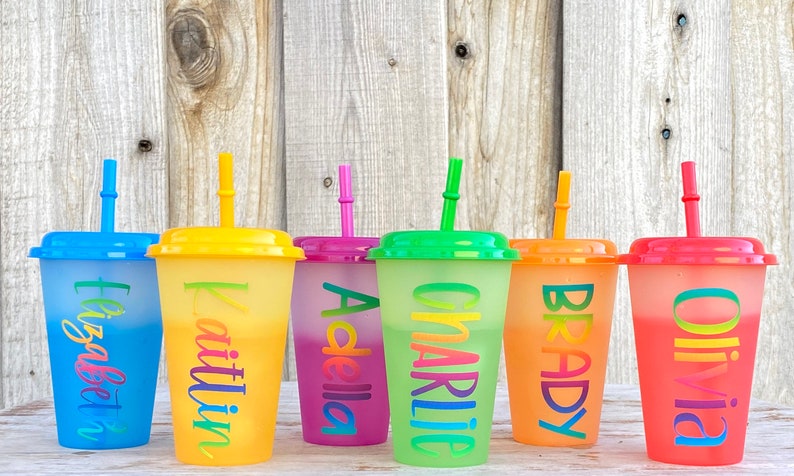 Rainbow Personalized Cold Tone Changing Cups.