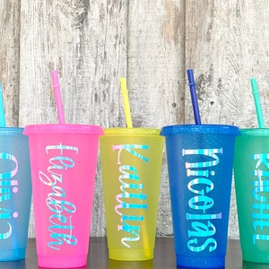 24oz Sparkly Pastel Personalized Reusable Cold Cups, Customized Cups, Easter Basket filler, party favor, gifts for coffee lovers