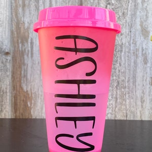 Personalized Hot Color Changing Cups Reusable Cups, Coffee Cups, Personalized Cups, Cold Cups Pinks