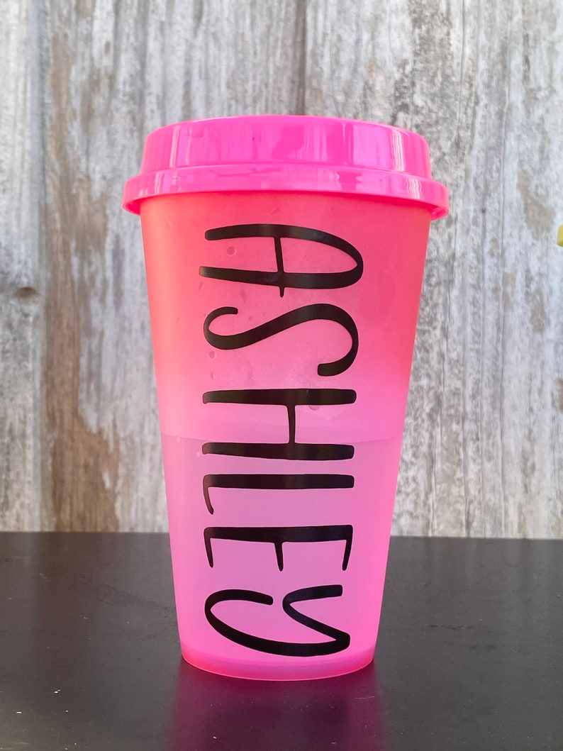 Personalized Hot Color Changing Cups Reusable Cups, Coffee Cups, Personalized Cups, Cold Cups Pinks