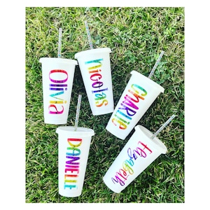 Rainbow Leopard Print on White Cold Cup 24 ounce with Rainbow Animal Print Straw