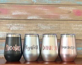 12oz Stainless Steel Stemless Wine Tumbler, Personalized Wine Tumbler, Double Wall Insulated Tumbler