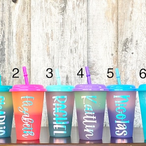 Neon Party Favors Personalized Cold Color Changing Cups for Kids Birthday