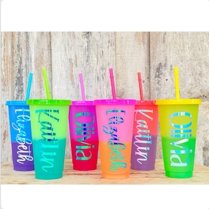 Neon Summer Personalized Party Favor Color Changing Cold Cups