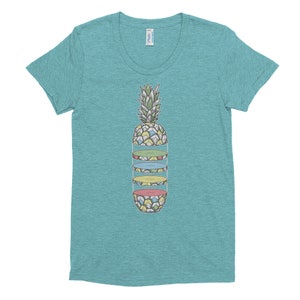 Camiseta feminina Tri-Blend Premium fatiada de abacaxi | Retrô Feminista | Hipster vintage | Camiseta feminina feminina