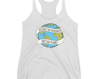 Destroy the Patriarchy Women's Racerback Tank | Feminist Retro | Vintage Hipster | Ladies Womens Tee
