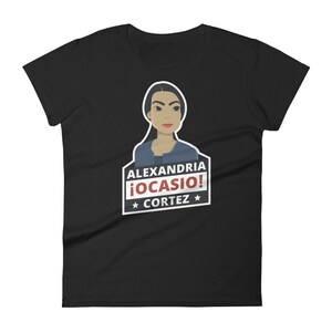 AOC Short-Sleeve Womens T-Shirt | Retro Alexandria Feminist Shirt | Vintage Ocasio Resist Hipster | Feminism Cortez Tee