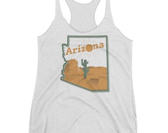Arizona Outline Women's Racerback Tank | Feminist Retro | Vintage Hipster | Ladies Womens Tee