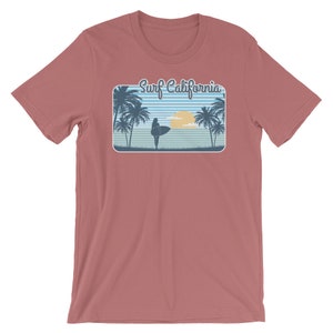Surf California T-Shirt | West Coast Shirt, Boho Shirt, 70&#39;s Tee, Retro Shirt, Hipster Shirt, Vintage Tee, Cali Surfer Shirt