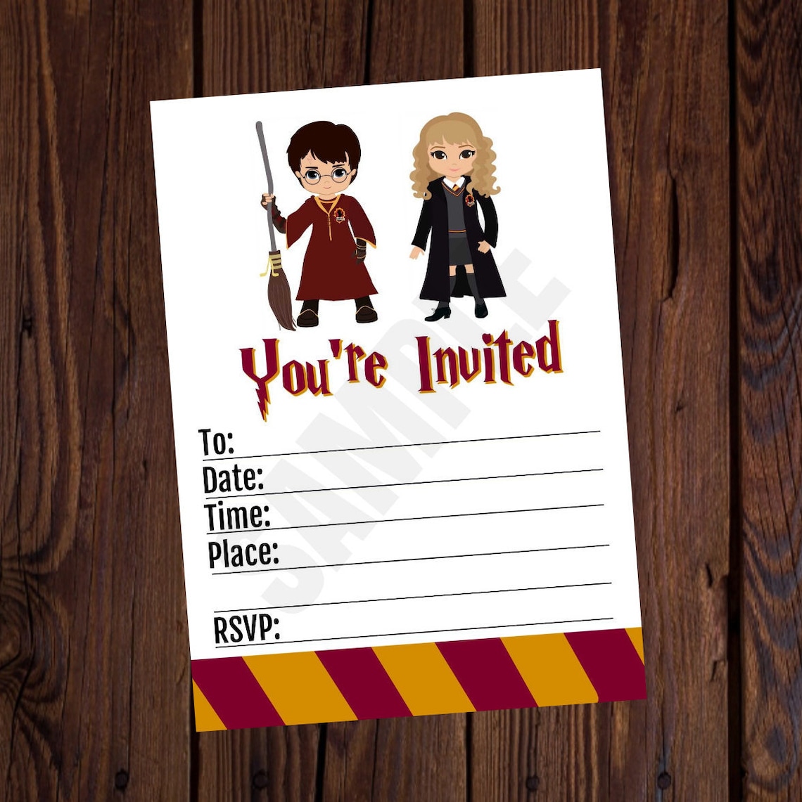 Harry Potter Inspired Printable Birthday Invitation Blank 5x7 Etsy