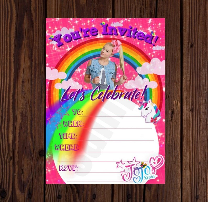 Jojo Siwa Birthday Invitation Jojo Siwa Fill Out Yourself Etsy