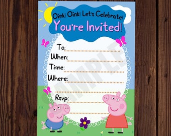 Peppa Pig Invite. Peppa Pig fill out yourself invitation. Peppa pig birthday. Digital file. 5x7 Instant download. No wait!