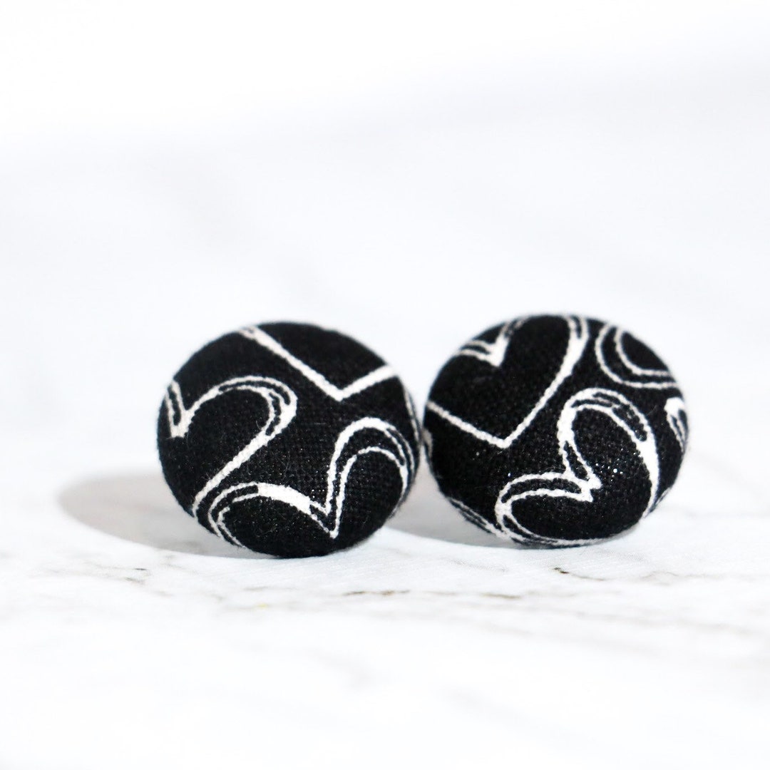 Love Heart Fabric Stud Earrings Etsy Italia