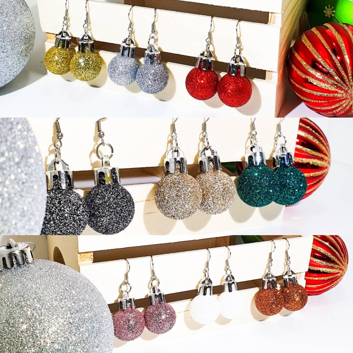 mini-sparkle-bauble-earrings-dangles-christmas-earrings-etsy