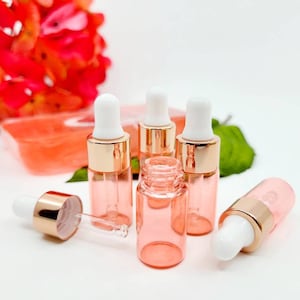 Set of 5 Glass Mini Dropper Bottles in 3 ml or 5 ml | Sample Glass Bottles | Serum Bottles | Essential Oil Bottles | Skincare | Massage Oil