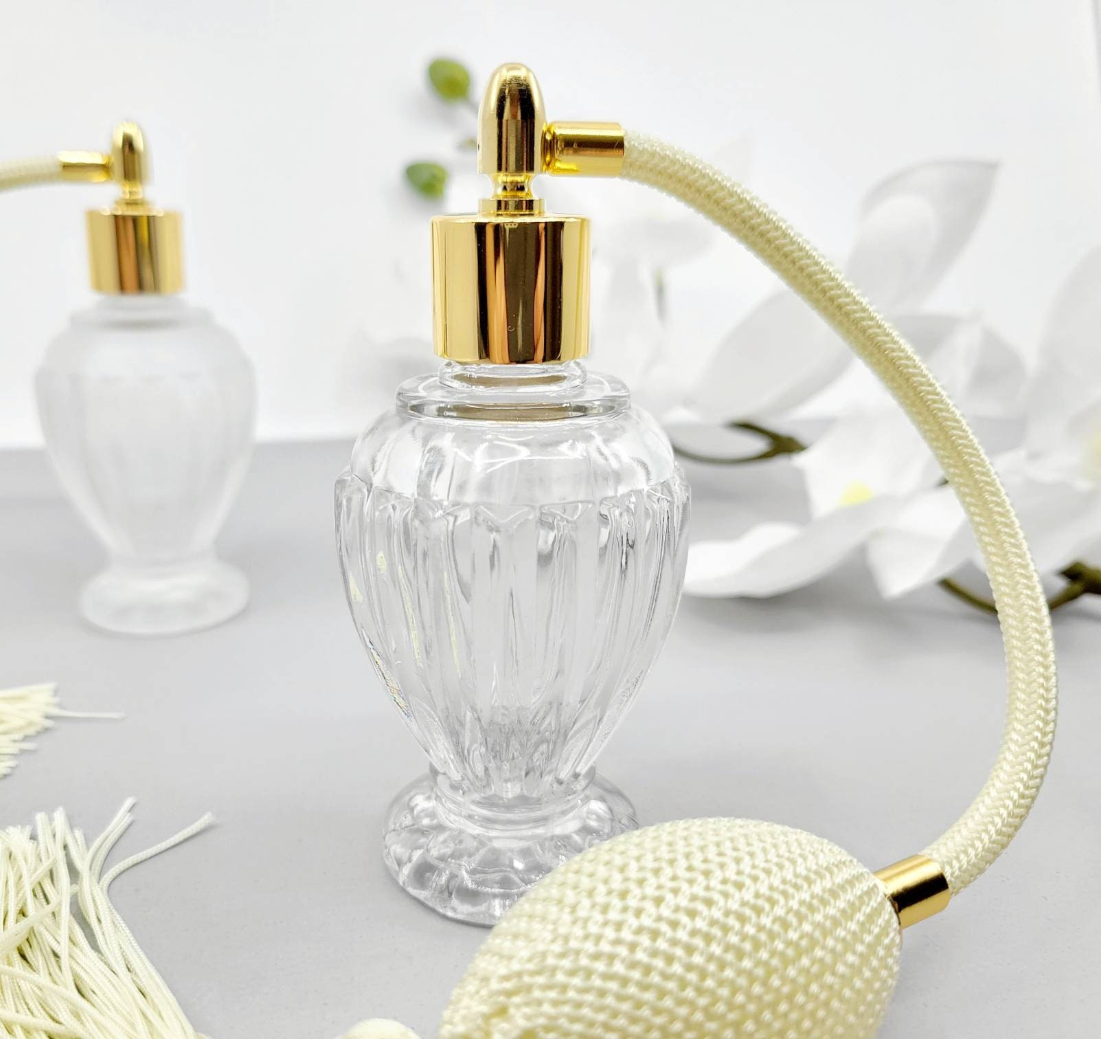 Glass Spray Perfume Bottle With Ivory Bulb Sprayer 46ml Oz