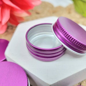 Tin Jar Container |  One Small Purple Round 0.5 oz | 15 ml | Container | Cosmetic | Empty Candle Tin | Lipgloss | Solid Perfume Fragrance