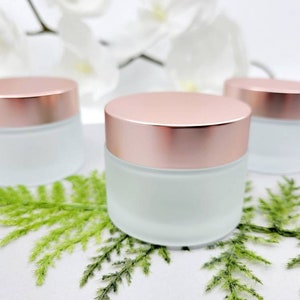 One Frosted Glass Jar | Pink Lid | 5 Size Choices 5, 10, 30, 50, 100 gram | Empty Refillable Glass Cosmetic Jar