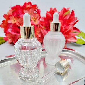 Glass Dropper Bottle | Clear Glass Or Frosted Bottle | 46ml | 1.64 oz. | White Dropper | Serum Bottle | Standing Bottle