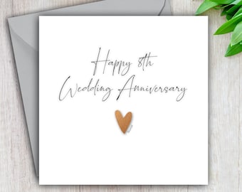8th Anniversary Card, Bronze Wedding Anniversary, Happy Eighth Wedding Anniversary, Card For Him, For Her, Couple, Friends, 8 Years Married
