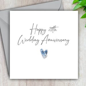 20th Anniversary Card, China Wedding Anniversary, Happy 20th Wedding Anniversary, Card For Him, For Her, Couple, Friends, 20 Years Married image 1