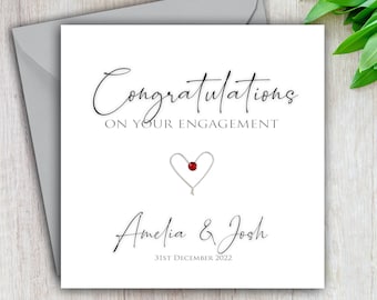 Engagement Card, Congratulations, Silver Wire Heart, Fiance, Fiancee, Son, Daughter, Couple, Best Friend, Wedding, Handmade Personalised