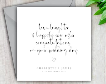 Personalised Wedding Day Card With Couple Names, Congratulations On Your Wedding Day, Happily Ever After, Marriage Card, Mr and Mrs Card