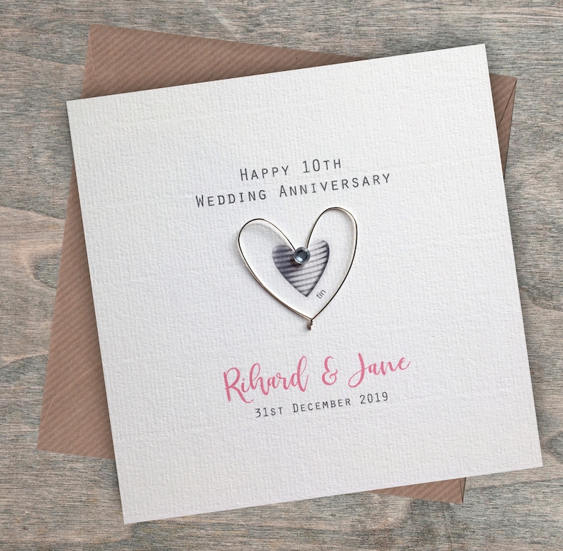 10th Wedding Anniversary Card Tin Personalised & Handmade | Etsy