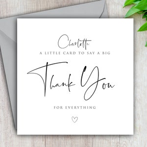 Personalised Thank You Card, Thank You For Everything, Little Card To Say A Big Thank You for Best Friend, Thanks Mum, Dad, Sister, Teacher