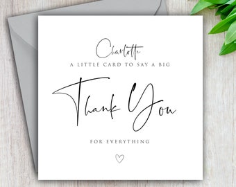 Personalised Thank You Card, Thank You For Everything, Little Card To Say A Big Thank You for Best Friend, Thanks Mum, Dad, Sister, Teacher