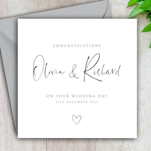 Personalised Wedding Day Card With Couple Names, Congratulations On Your Wedding Day, Newlyweds, Marriage Congratulations, Mr and Mrs Card