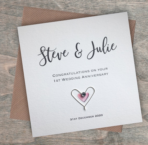 HANDMADE PERSONALISED WEDDING ANNIVERSARY CARD 1ST 2ND 3RD 10TH 20TH 30TH  50TH