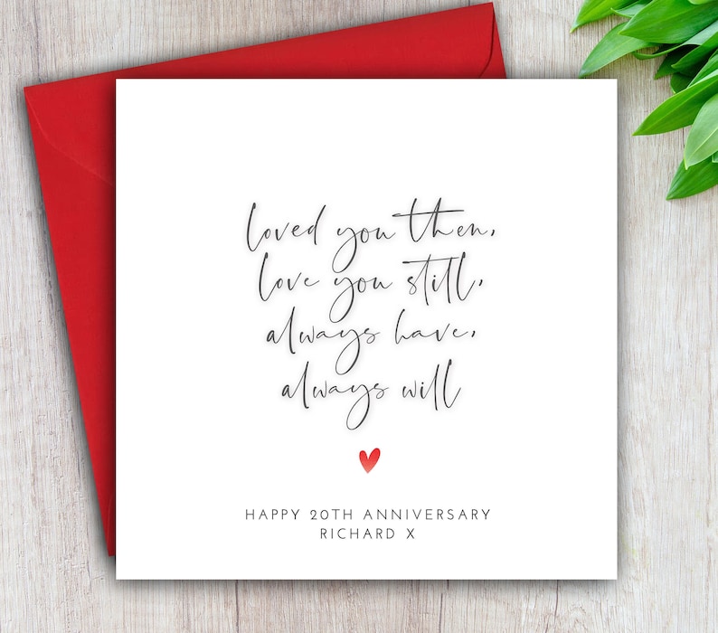 Personalised Wedding Anniversary Card for Husband, 20th 25th 30th 35th 40th 45th 50th 55th 60th 70th, ANY YEAR, Card For Him, From Wife afbeelding 1