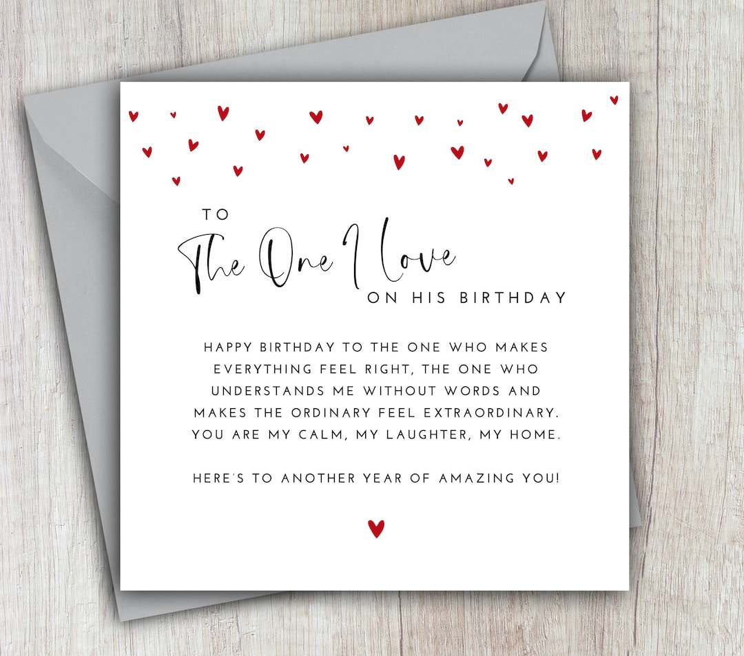To the One I Love on His Birthday, Romantic Verse, Birthday Card for ...