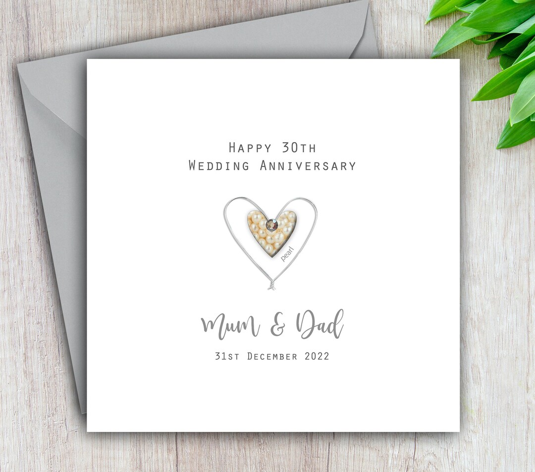 30th Wedding Anniversary Card Pearl Personalised Handmade