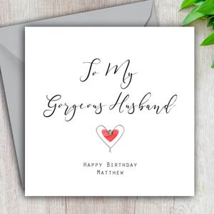 Card for Husband Personalised, My Gorgeous Husband, Boyfriend, Fiance, Partner 18th 21st 30th 40th 50th 60th 70th, Any Age and Name Handmade