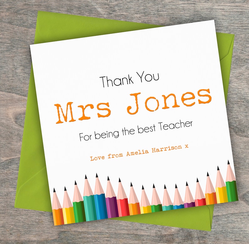 Pre-School Kindergarten Key Stage Worker School Helper Nursery Thank You Teacher Card Teaching Assistant Personalised /& Handmade