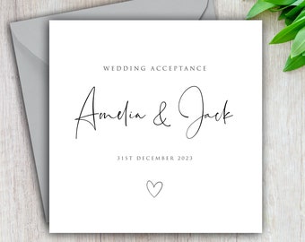 Wedding Acceptance Card, RSVP Wedding Invitation Card, Evening Invitation Accept, Wedding Able To Attend, Yes Please, Personalised