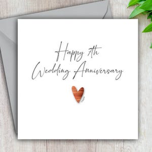 7th Anniversary Card, Copper Wedding Anniversary, Happy Seventh Wedding Anniversary, Card For Him, For Her, Couple, Friends, 7 Years Married image 1