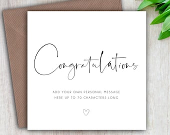 Congratulations Card, Front Personalised With Own Message, New Job, Success, Promotion, Passing Exams, Driving Test, Proud Of You, Well Done