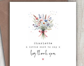 Personalised Thank You Card, Little Card To Say A Big Thank You, Thanks for everything, Thanks Mum Dad, Best Friend, Teacher, Supportive