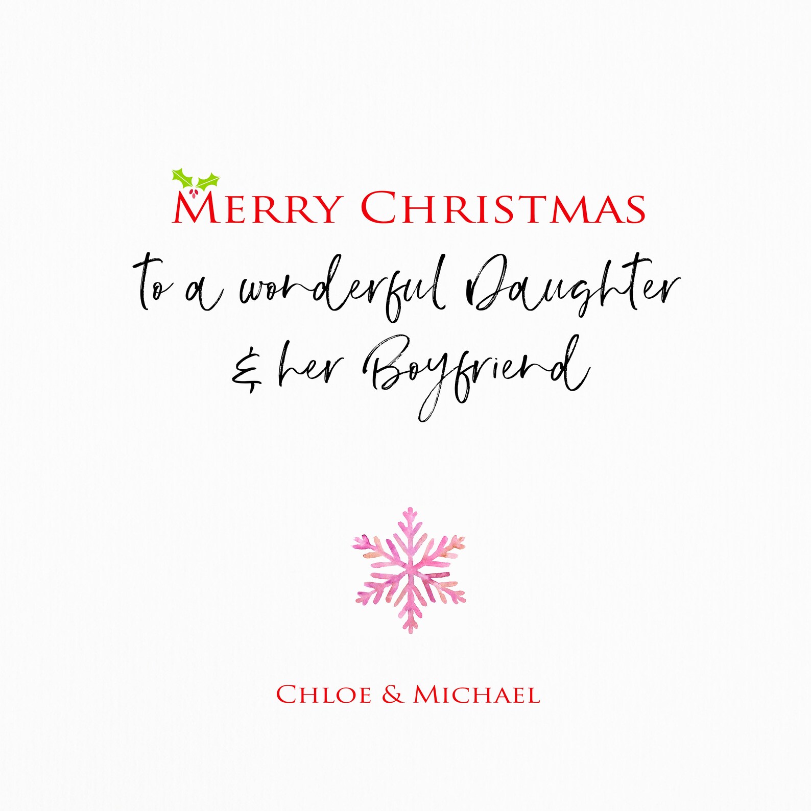 Christmas Card Daughter and Her Boyfriend To A Wonderful | Etsy