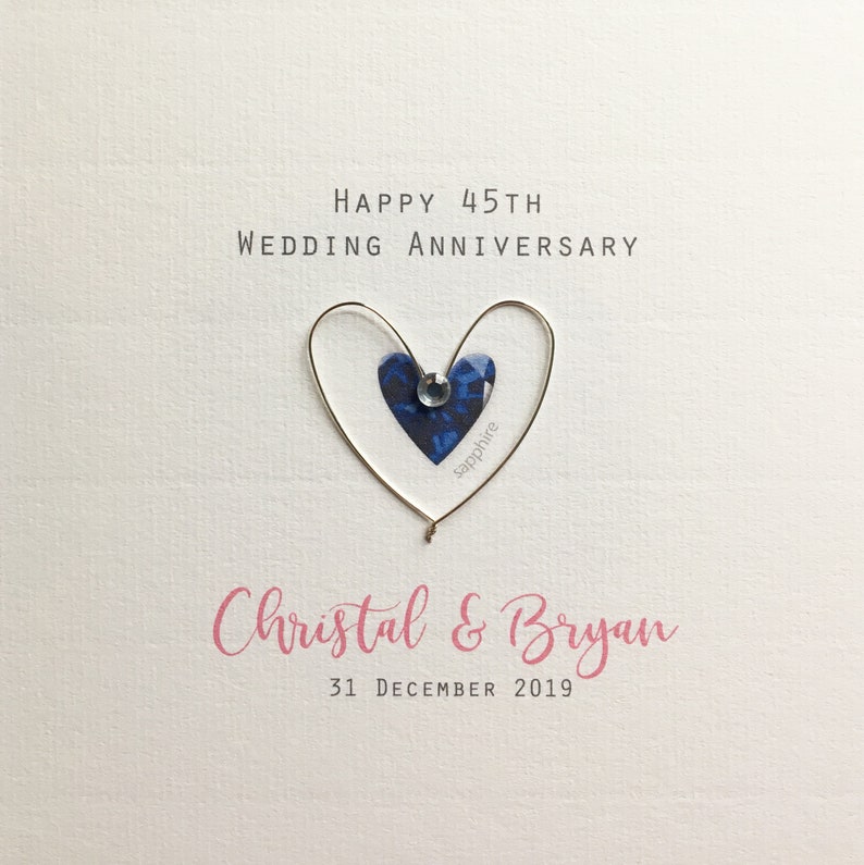 45th Wedding Anniversary Card Sapphire Personalised & Etsy