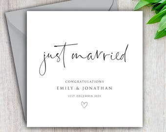 Personalised Wedding Day Card, Just Married, Couple Names, Congratulations On Your Wedding Day, Newlyweds, Marriage, Mr and Mrs Card